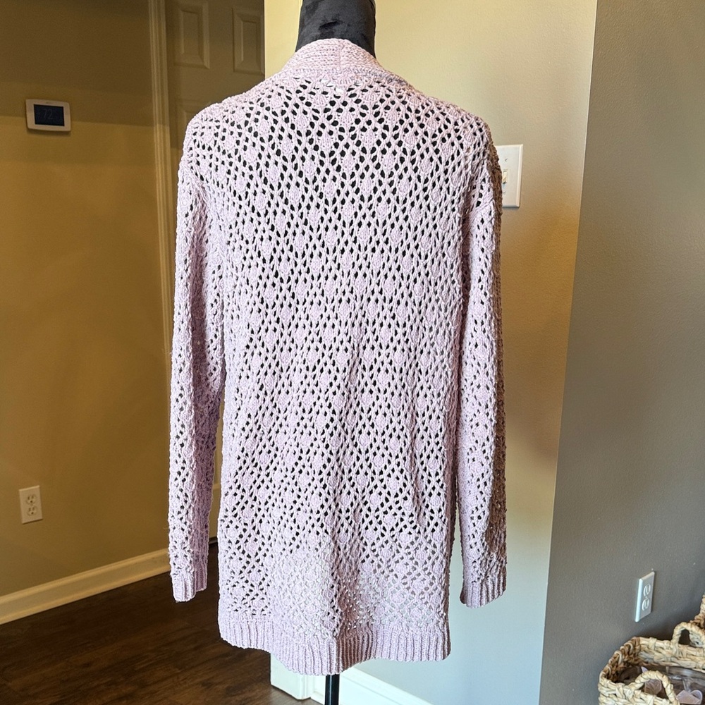 Elegant Lavender Women's Open-Knit Cardigan small - Picture 3 of 7